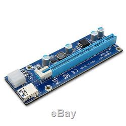 100pcs 6pin PCI-E Express USB3.0 1x to 16x Extender Riser Card Adapter Cable