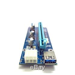 100pcs 6pin PCI-E Express USB3.0 1x to 16x Extender Riser Card Adapter Cable
