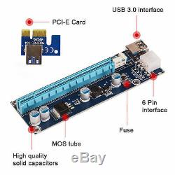 100pcs USB3.0 1x to 16x Extender Riser Card Adapter Power Cable PCI-E Express