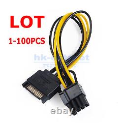 15-pin SATA Male to 8-pin (6+2) GPU Graphic Card Power Adapter Cable PCI-E Lot