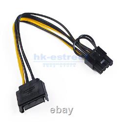 15-pin SATA Male to 8-pin (6+2) GPU Graphic Card Power Adapter Cable PCI-E Lot