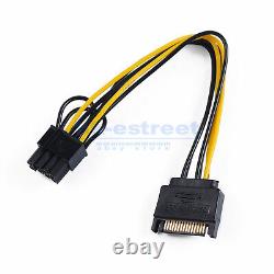 15-pin SATA Male to 8-pin (6+2) GPU Graphic Card Power Adapter Cable PCI-E Lot