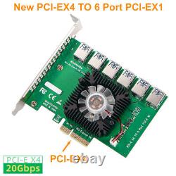 1/2/3 PCI-E X4 to 6 Port USB 3 Adapter Riser Card Extender Board Mining ASM1812