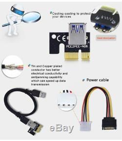 (24) USB 3.0 PCI PCI-E Express 1x To 16x Extender Riser Card Adapter Power Cable