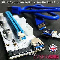 3 x Powered Riser Adapter Card Ver 008S PCI-E 16x to 1x for GPU Mining (UK) ETH