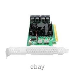 4 Port PCIe 3.0 x16 to U. 2 SFF-8643 NVMe Adapter Expansion Card with Cooling Fan