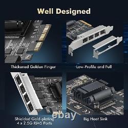 4 Ports 2.5G PCIe Network Adapter, RTL8125B LAN Controller, 2500/1000/100Mbps