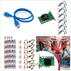 6Port USB3.0 Riser Card with PCI-E 16X Riser Board PCI-E 1X Adapter Card For Miner