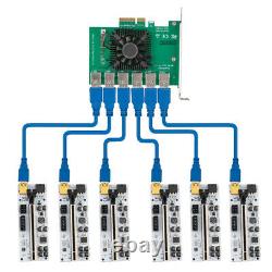 6Port USB3.0 Riser Card with PCI-E 16X Riser Board PCI-E 1X Adapter Card For Miner