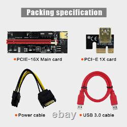 6 PACK PCI-E 1x to 16x Powered USB3.0 GPU Riser Extender Adapter Card VER 009s