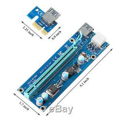 6-Pack PCI-E Riser Mining Card 16x to 1x Powered Riser Adapter Card USB 3.0