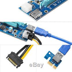 6-Pack PCI-E Riser Mining Card 16x to 1x Powered Riser Adapter Card USB 3.0