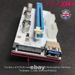 6 x Powered Riser Adapter Card Ver 008S PCI-E 16x to 1x for GPU Mining (UK) ETH