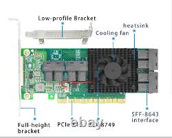 8 Port U. 2 to PCIe x16 SFF-8643 NVMe SSD Adapter with Heatsink