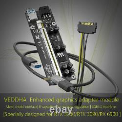 8x Ethereum PCI-E 1x to 16x Powered USB3.0 GPU Riser Adapter Card VER 009 Veddha