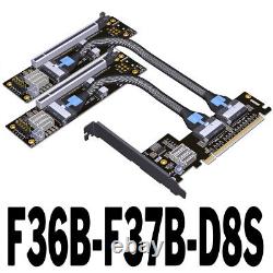 ADT-Link PCIe 4.0 x16 MCIO Card Riser Cable GEN4 to 1-to-2 X8 Card SFF-TA-1016