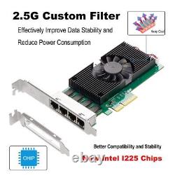 Chips 4 Port 2.5G Network Adapter 2500Mbp Gigabit Ethernet Network Lan Card New
