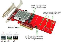 Dual M. 2 PCIe NVMe SSD Adapter Card PCI Express 3.0 x8 / x16 Support 2X M. 2