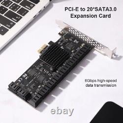 Expansion Card III Adapter PCIE 1X to 20 Ports SATA3.0 Add in Card