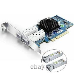 For Intel X520-DA2 10G Enternet Card PCIe with 2 pc 10G-SFP-SR 10GBase-SR Module