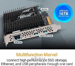 High-Speed PCIe Card with Dual NVMe SSD Slots & 10Gbps USB-C Connectivity