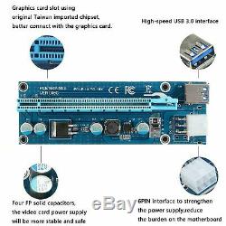 LOT USB 3.0 PCI-E Express 1x To 16x Extender Riser Card Adapter Power Cable 4Pin