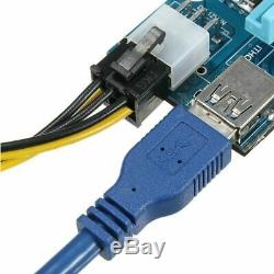 LOT USB 3.0 PCI-E Express 1x To 16x Extender Riser Card Adapter Power Cable 4Pin