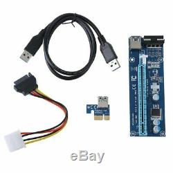 LOT USB 3.0 PCI-E Express 1x To 16x Extender Riser Card Adapter Power Cable 4Pin