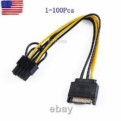 Lot 15pin SATA Male to 8pin(6+2) PCI-E Video Card Power Adapter Cable 20CM