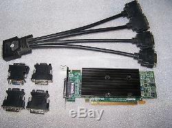 Matrox M9140 Quad Monitor 512MB PCIe x16 Graphics Card + Quad Cable + Adapters