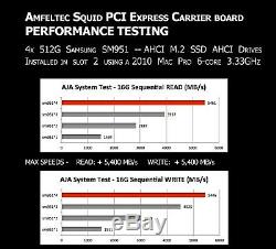 NEW 4 Slot PCIe M. 2 SSD RAID Amfeltec Quad Adapter Card Mac Pro 2008 2012 RAID