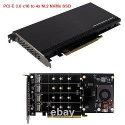 PCI-E 3.0 X16 to 4x M. 2 NVMe SSD Riser Card Adapter for Miner PLX8747 Expansion