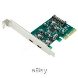 PCI-E 4x Express to USB 3.1 USB-C Type C Dual Port Add on Expansion Card Adapter