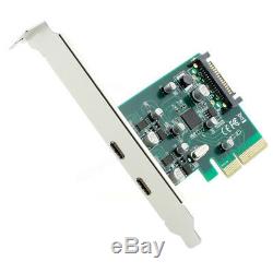 PCI-E 4x Express to USB 3.1 USB-C Type C Dual Port Add on Expansion Card Adapter