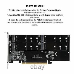 PCI-E x16 Adapter M. 2 NVMe 4Bay Solid State Drive Hard Disk Array Card for Win