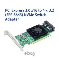 PCIe3.0 x16 to 4 x U. 2 NVMe SSD switch Adapter with PLX8747 controller