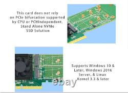 PCIe 3.0 X 8 to 2 Port M. 2 NVMe SSD Adapter Card Support 22110mm M. 2 SSD with Lo
