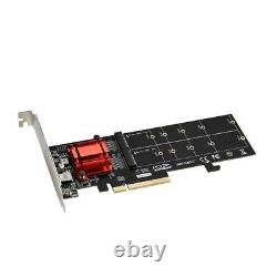 PCIe 3.1 x8 ASM1812 to 2 port M. 2 SSD Adapter Expansion Card Dual M-key for Nvme