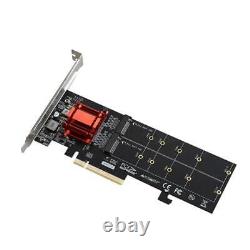 PCIe 3.1 x 8 to 2 m2 Port SSD Adapter Dual Expansion Card m-key to Pci-e Convert