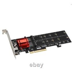 PCIe 3.1 x 8 to 2 m2 Port SSD Adapter Dual Expansion Card m-key to Pci-e Convert