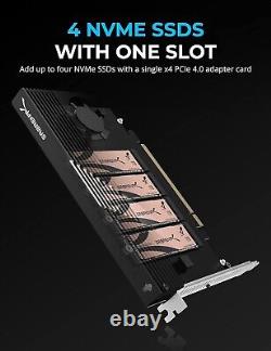 PCIe 4.0 x16 Adapter Card with Active Cooling Supports NVMe SSDs, RAID Capable