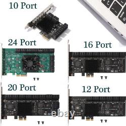 PCIe to SATA 3.0 24/ 20/ 16/ 12/ 10 Port Expansion Card Controller Card Adapter