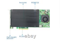 PCIe x8 to 4 Port M. 2 M Key NVMe SSD Adapter with PLX 8725 Support 22110mm