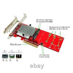 Pexm2-130 Dual Pcie Nvme M. 2 Ssd Adapter Card Pci Express 3.0 X8 Card Suppor