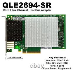 QLogic QLE2694-SR 16Gb Quad Port FC PCIe Gen3 x16 HBA Card High Performance