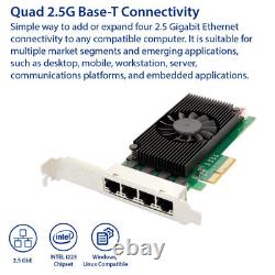 Quad 2.5 Gigabit Ethernet PCI-E Network Expansion Card RJ45 LAN Adapter Low P