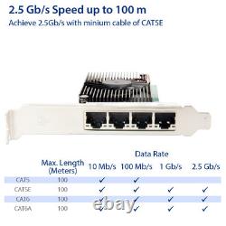 Quad 2.5 Gigabit Ethernet PCI-E Network Expansion Card RJ45 LAN Adapter Low P