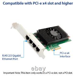 Quad 2.5 Gigabit Ethernet PCI-E Network Expansion Card RJ45 LAN Adapter Low P