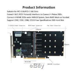 Quad 4 Port M. 2 NVMe Raid to PCIe 3.0 x16 Adapter Control Card with ASM2824 Chip