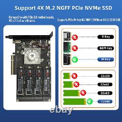 Quad PCIe NVMe M. 2 SSD Adapter Card-PCI with Aluminum Housing Express 3.0 x8